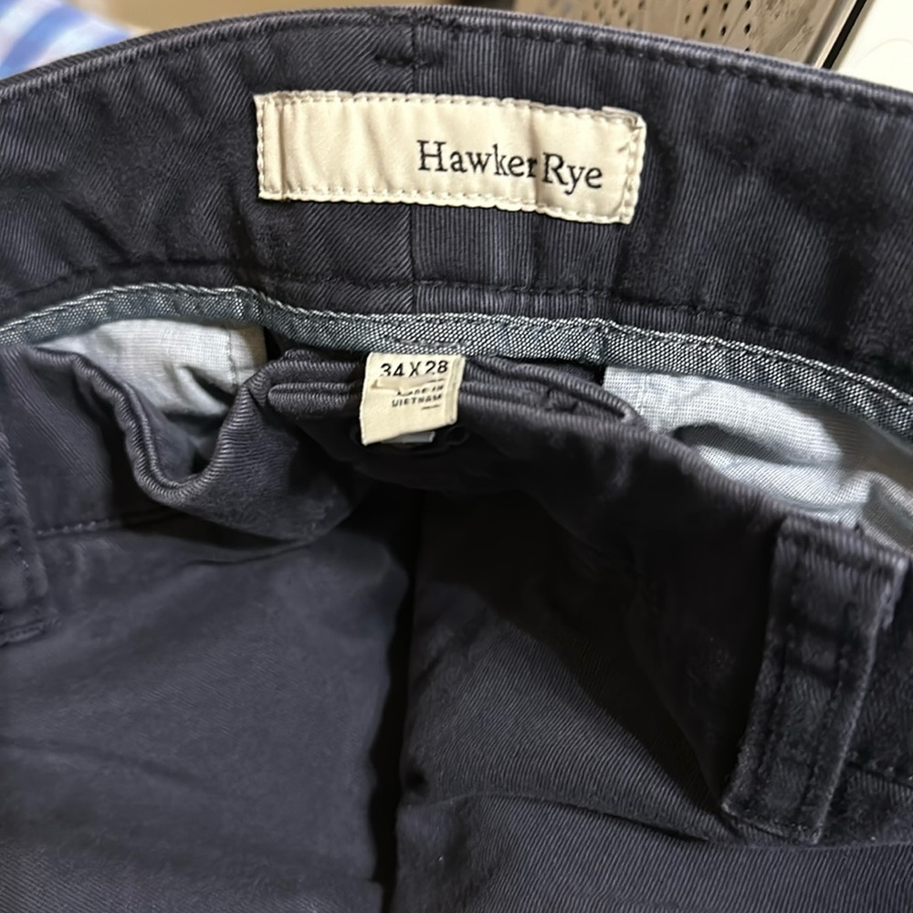 Hawker Rye Mens Slim Trouser 34x28, 98% cotton.